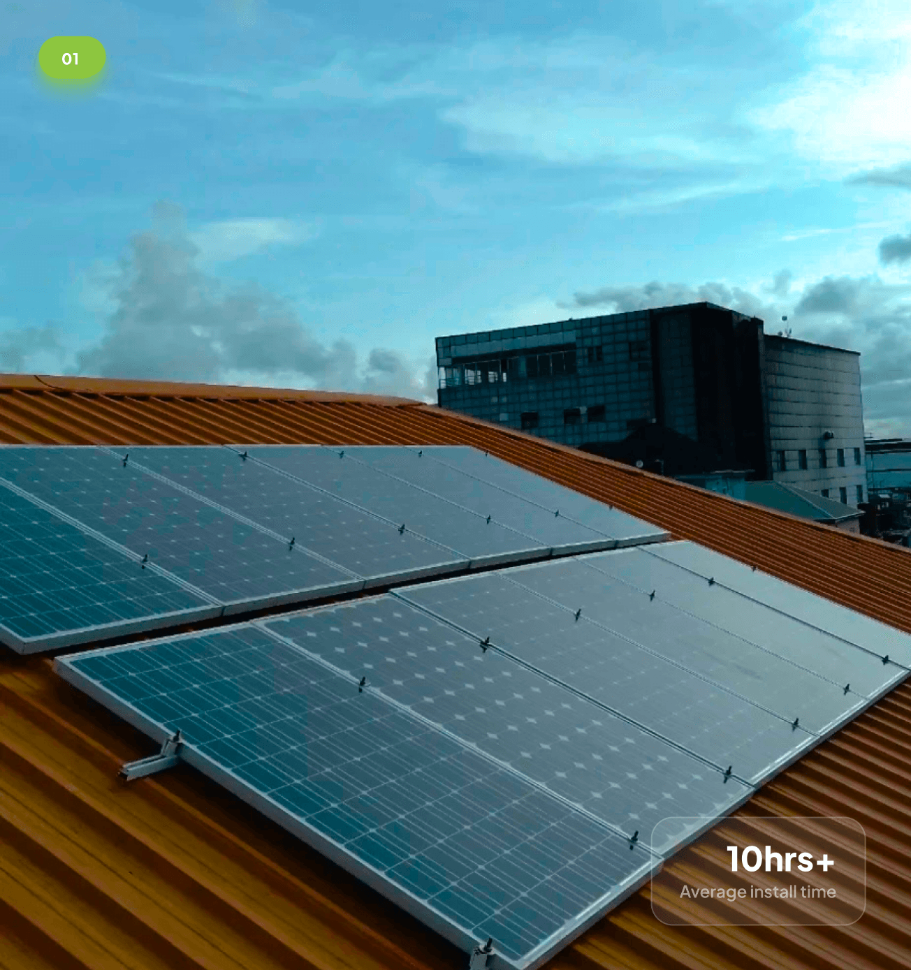 Solar panels at the Safebox Energy office