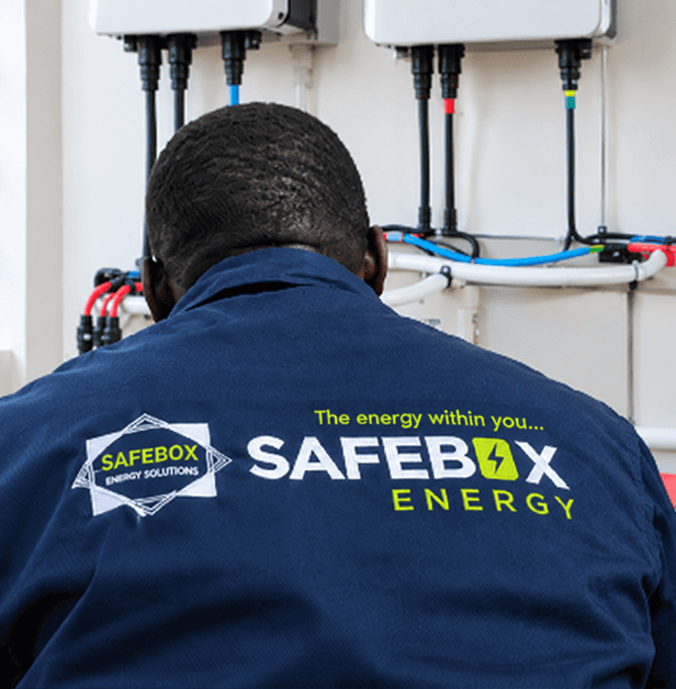 Safebox engineer inspecting an inverter installation